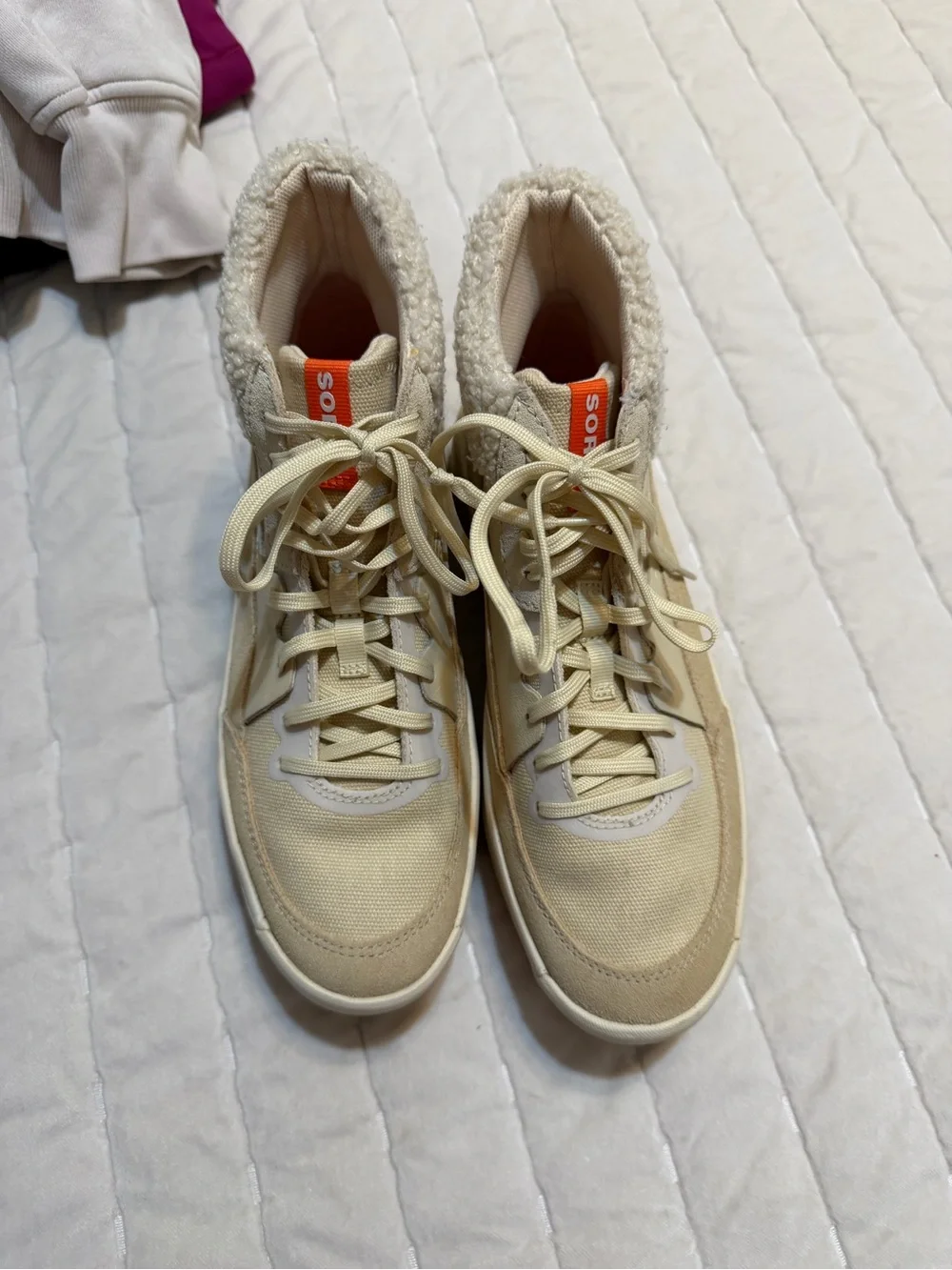 Sorel Cream Sherpa-Trim High-Top Sneakers